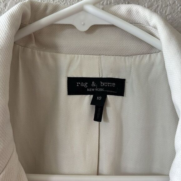 RAG & BONE Women's Natural Preston Double-breasted Wool-blend Crepe Blazer sz 10 - Picture 3 of 11